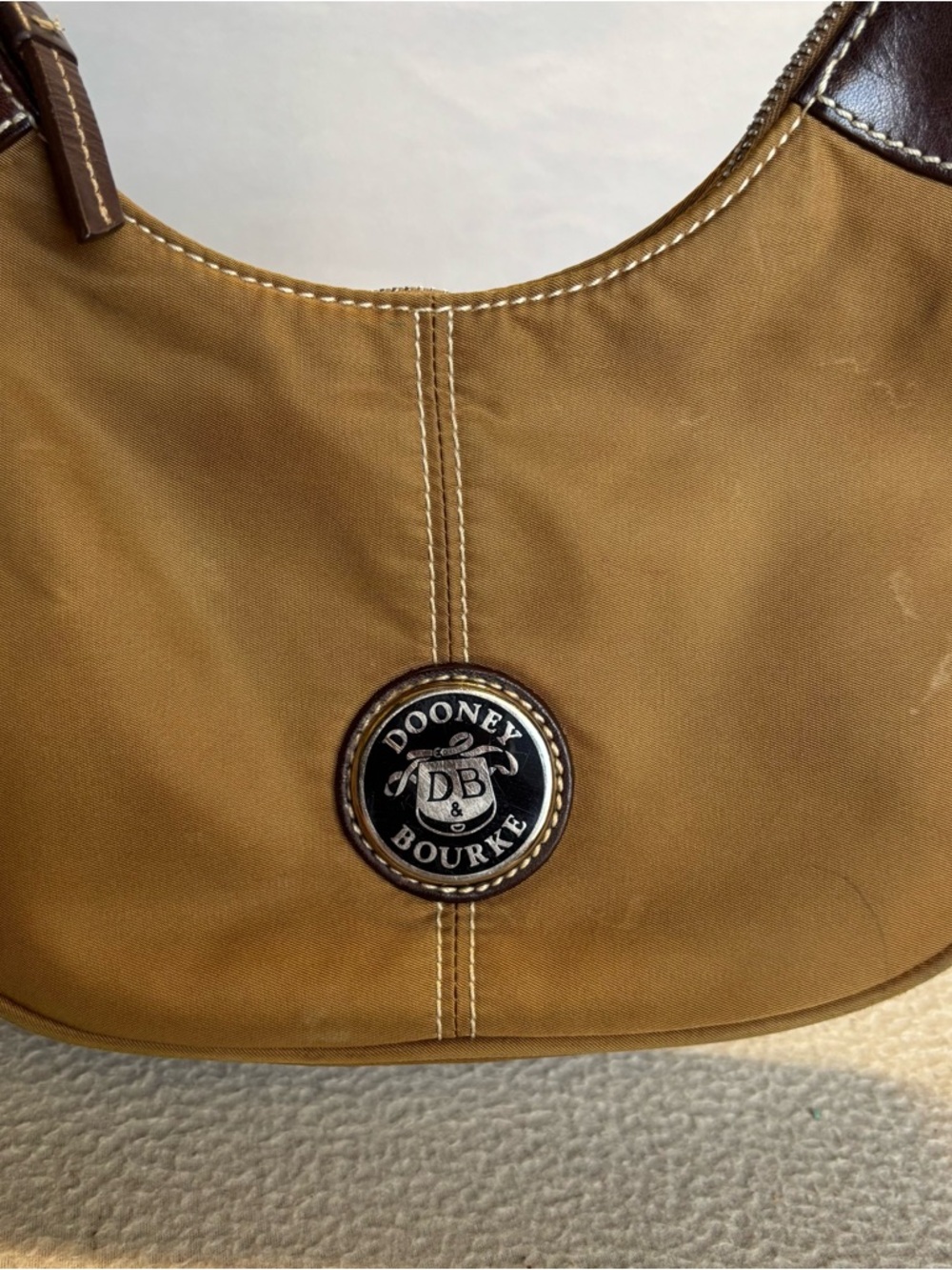 Dooney & Bourke Wayfarer Brown Canvas Nylon Hobo Shoulder Bag - Picture 14 of 15